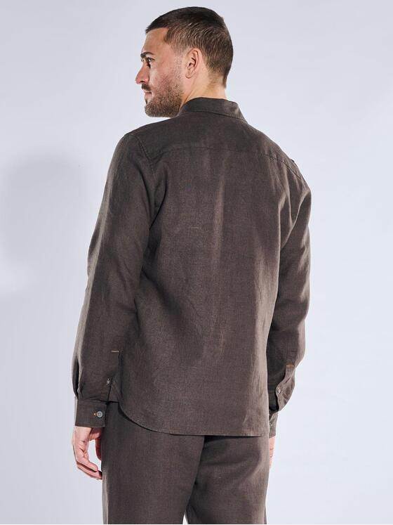 emilio adani Herren Hemd uni Dunkelbraun 40344