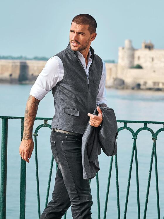 emilio adani Herren Sakko-Weste slim fit Grau 35565