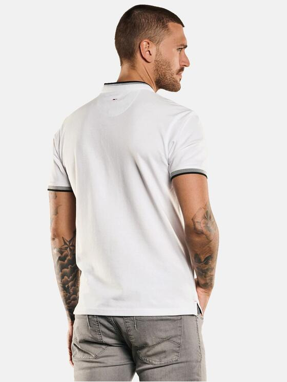 emilio adani Herren Polo-Shirt mit Stehkragen Weiß 33023