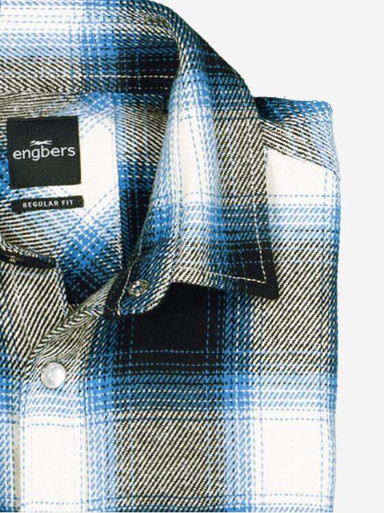 engbers Herren Langarm-Hemd kariert Petrolblau 37586