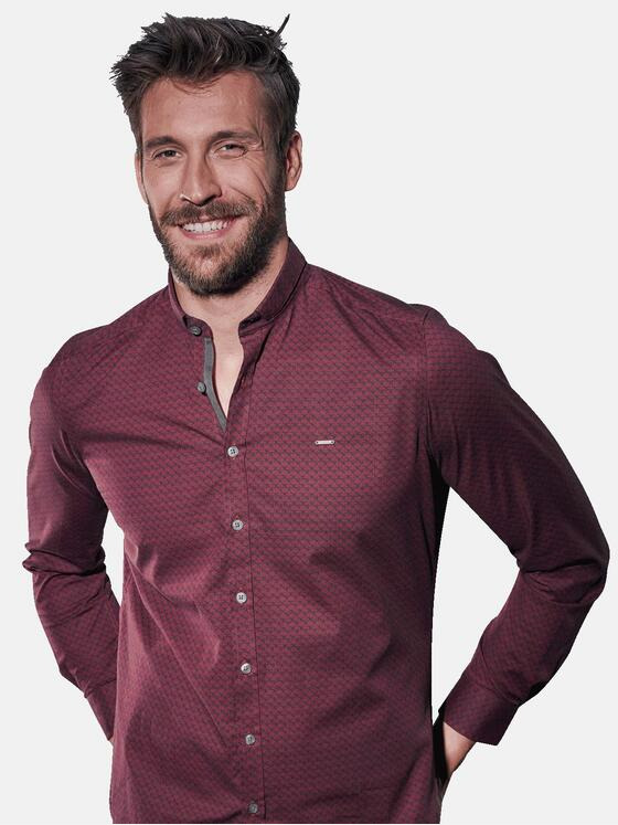 emilio adani Herren Gemustertes Langarmhemd Rot 30815