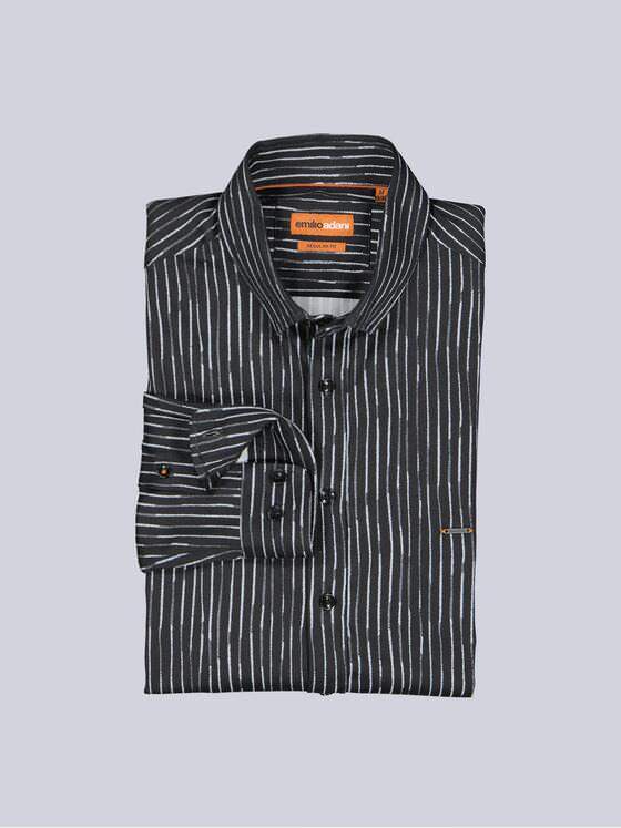 emilio adani Herren Hemd gemustert Schwarz 39926