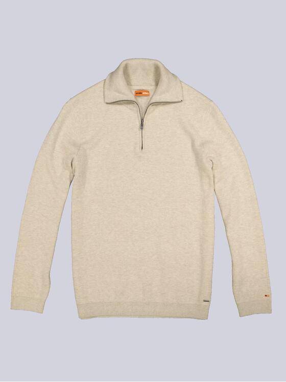 emilio adani Herren Pullover mit Troyerkragen Beige 35734