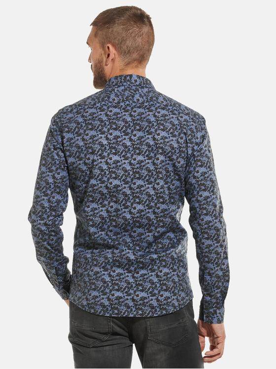 emilio adani Herren Langarm-Hemd mit floralem Print Grau 32056