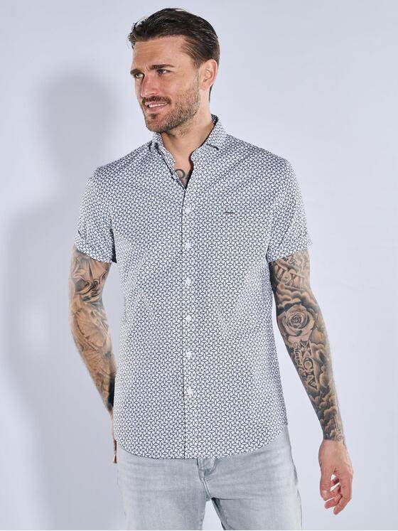 emilio adani Herren Kurzarm-Hemd gemustert Schwarz 39244