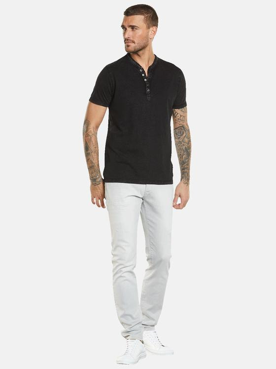 emilio adani Herren Henley-Shirt aus Baumwolle Schwarz 34543