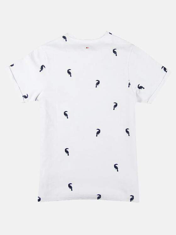 emilio adani Herren Printshirt Bio Baumwolle Weiß 27694