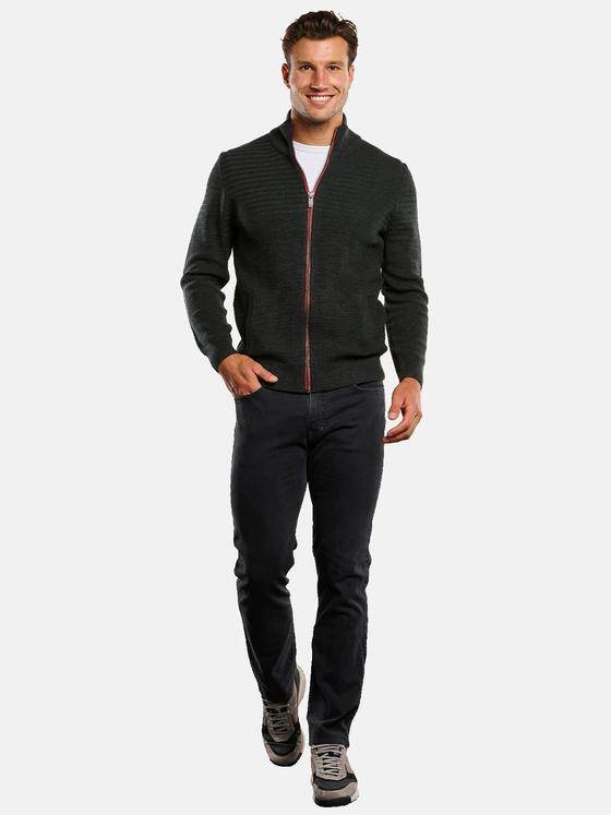 engbers Herren Strickjacke mit Stehkragen Oliv 33849