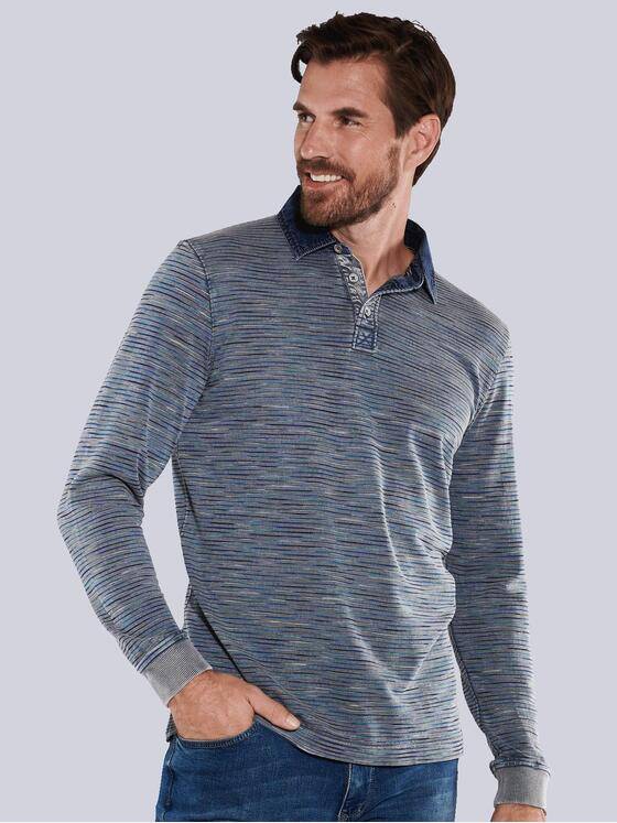 engbers Herren Langarm-Shirt mit Polo-Kragen Grau 35636