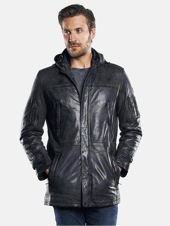 emilio adani Herren modischer Leder-Parka Grau 30197