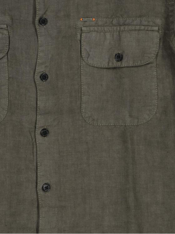 emilio adani Herren Langarm-Hemd im Overshirt Design Grün 32622