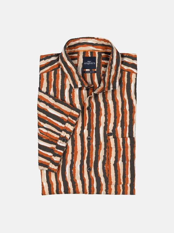 engbers Herren Kurzarm-Hemd gestreift Rostorange 36624