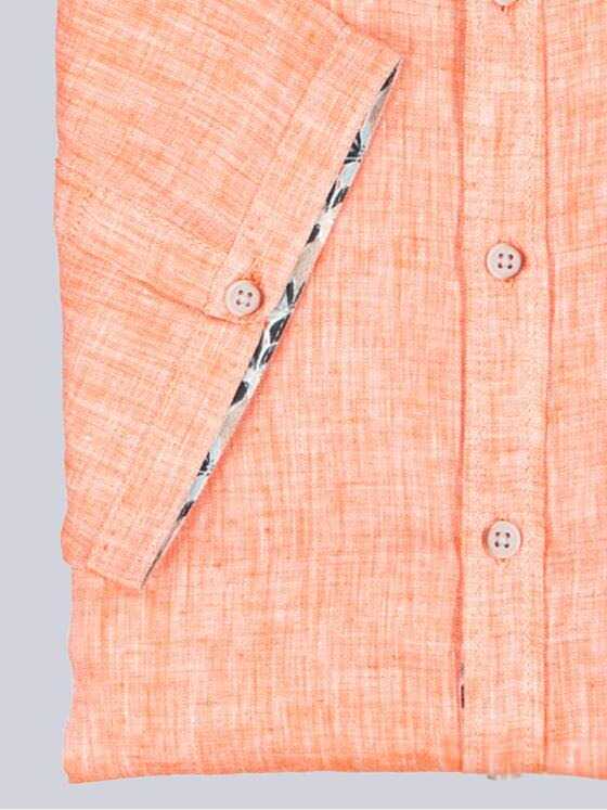 engbers Herren Kurzarm-Hemd aus Leinen Orange 38360