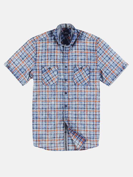 engbers Herren Halbarmhemd im Karodesign Blutorange 31043
