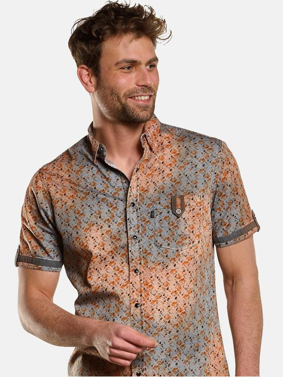 engbers Herren Kurzarm-Hemd gemustert Dunkelorange 33038