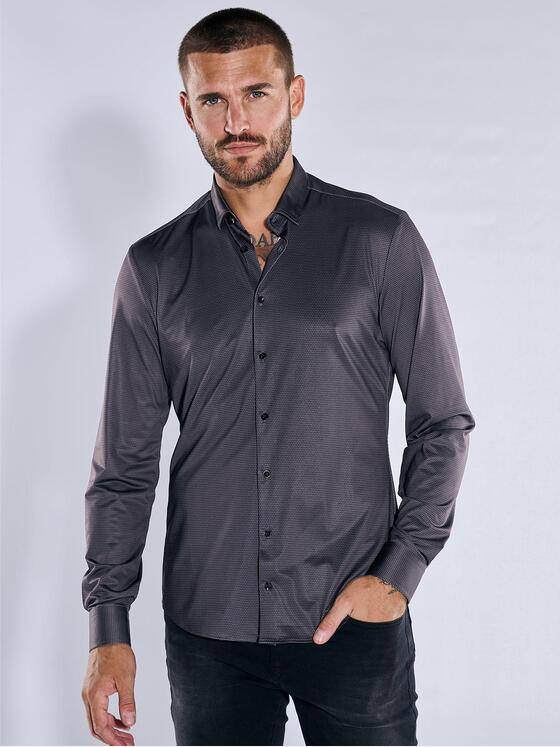 emilio adani Herren Langarm-Hemd slim fit Grau 37678