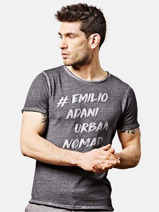 emilio adani Herren Rundhals T-Shirt Grau 25692