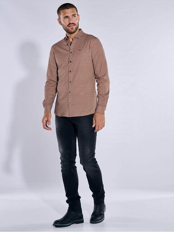 emilio adani Herren Langarm-Hemd gemustert Orange 37675
