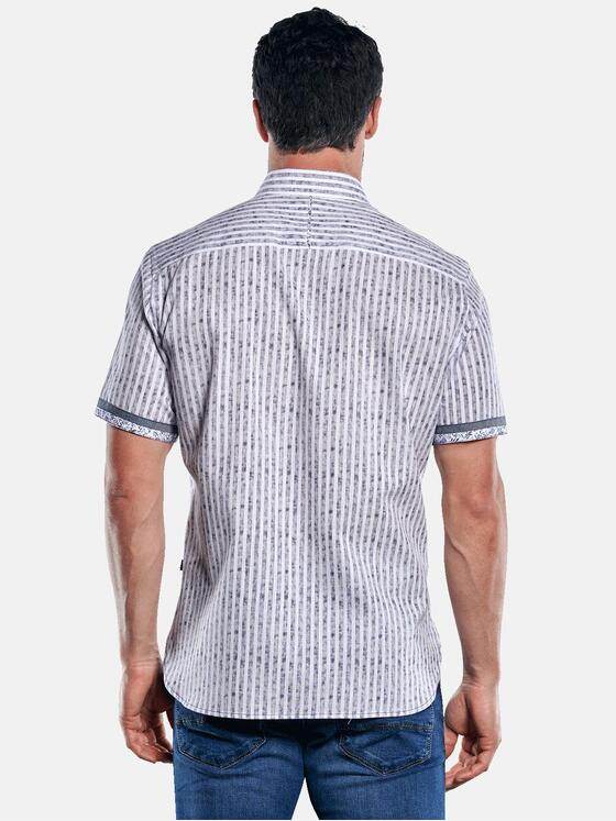engbers Herren Gestreiftes Kurzarmhemd mit Kontrastdetails Blau 29892