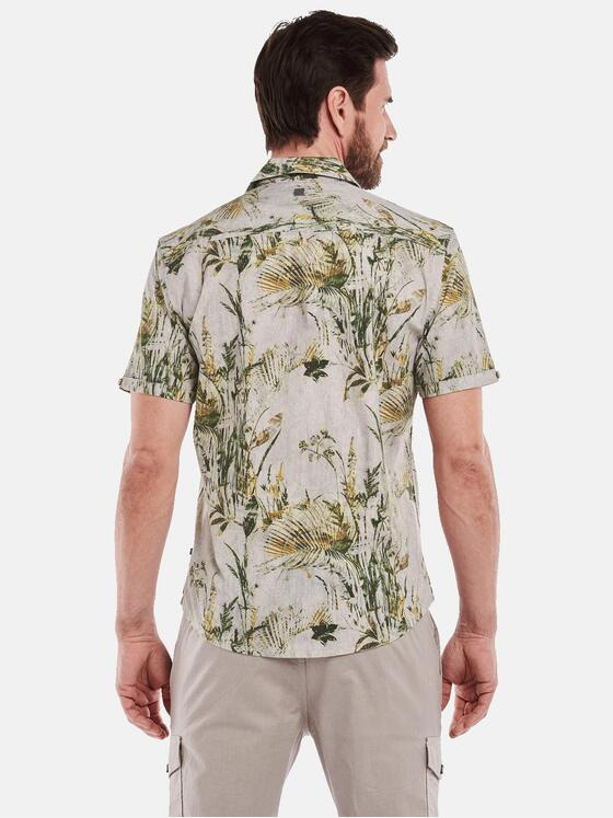 ENGBERS GERMANY Herren Kurzarm-Hemd Satin Grün 35131