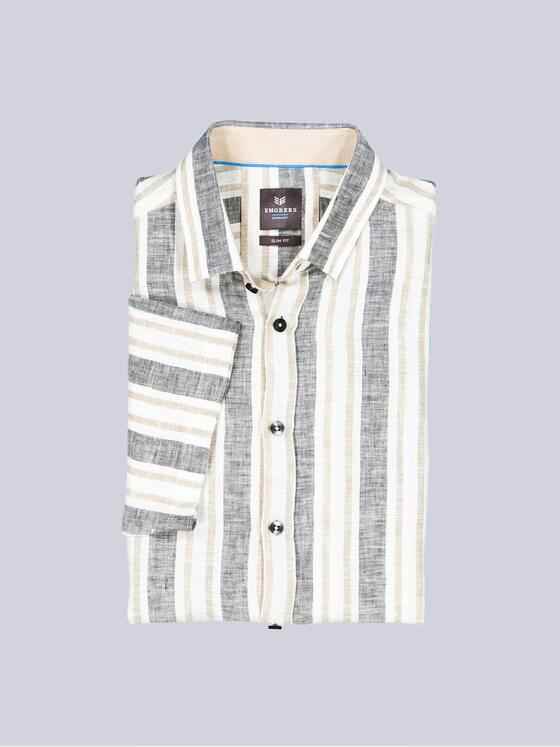 ENGBERS GERMANY Herren Kurzarm-Hemd aus Leinen Naturweiss 39037