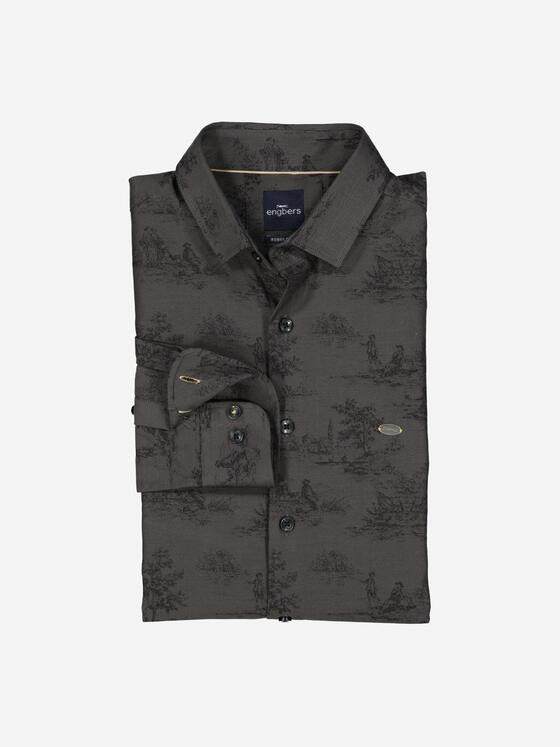 engbers Herren Langarm-Hemd gemustert Braun 37758