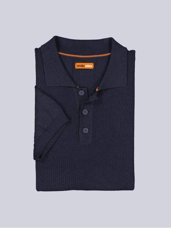 emilio adani Herren Strick Polo-Shirt uni Blau 39336