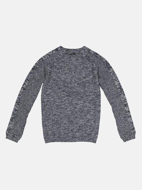 emilio adani Herren Pullover Rundhals meliert Blau 33401