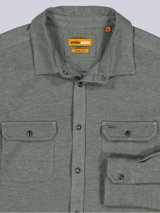 emilio adani Herren Langarm-Shirt mit Polokragen Gruen 39579