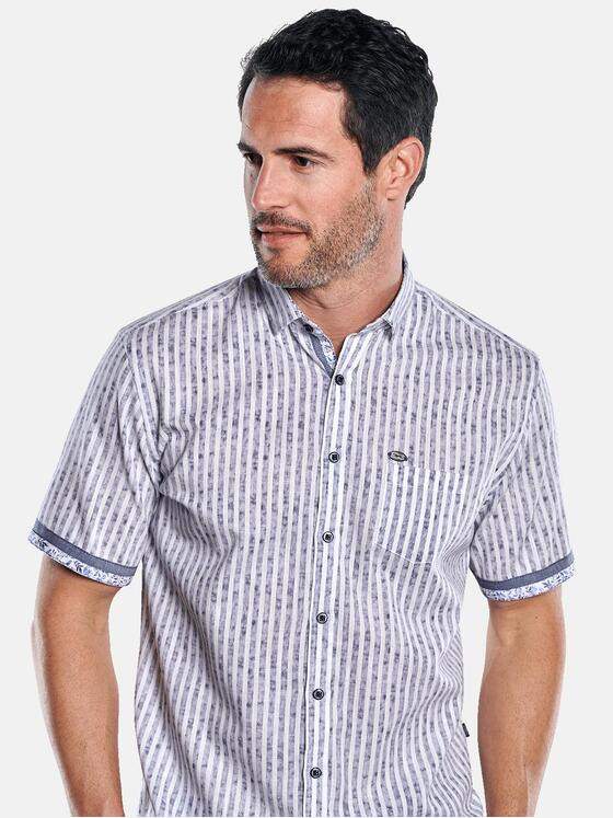 engbers Herren Gestreiftes Kurzarmhemd mit Kontrastdetails Blau 29892