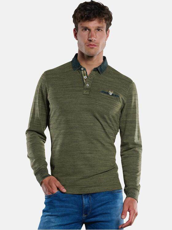 engbers Herren Langarm-Shirt mit Polo-Kragen Beige 33745