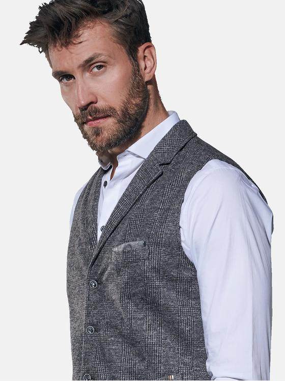 emilio adani Herren Sakko-Weste kariert Grau 31708