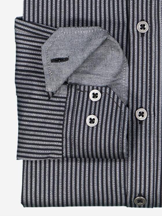 engbers Herren Langarm-Hemd gestreift Schwarz 38171