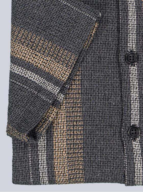 emilio adani Herren Kurzarm-Hemd gestreift Anthrazit 38520