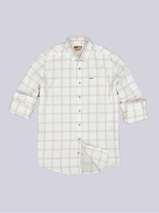 emilio adani Herren Langarm-Hemd kariert Beige 34296