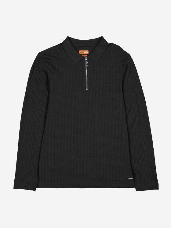 emilio adani Herren Polo-Shirt langarm strukturiert Schwarz 38025