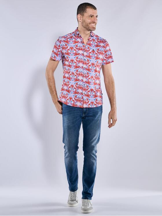 engbers Herren Kurzarm-Hemd slim fit Dunkelorange 37095