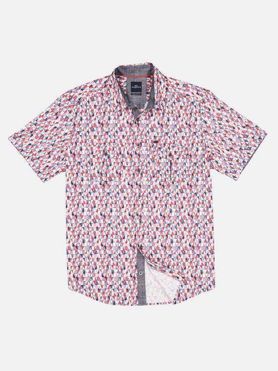 engbers Herren Kurzarm-Hemd gemustert Feuerrot 33065