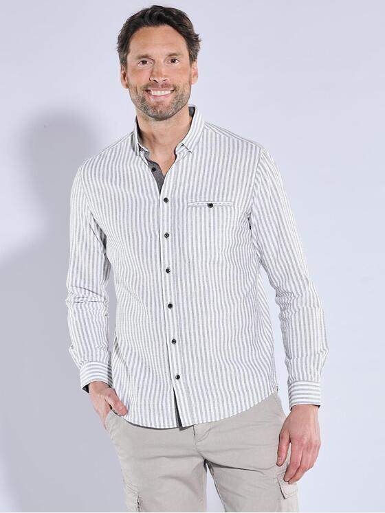 engbers Herren Langarm-Hemd gestreift Oliv 38292