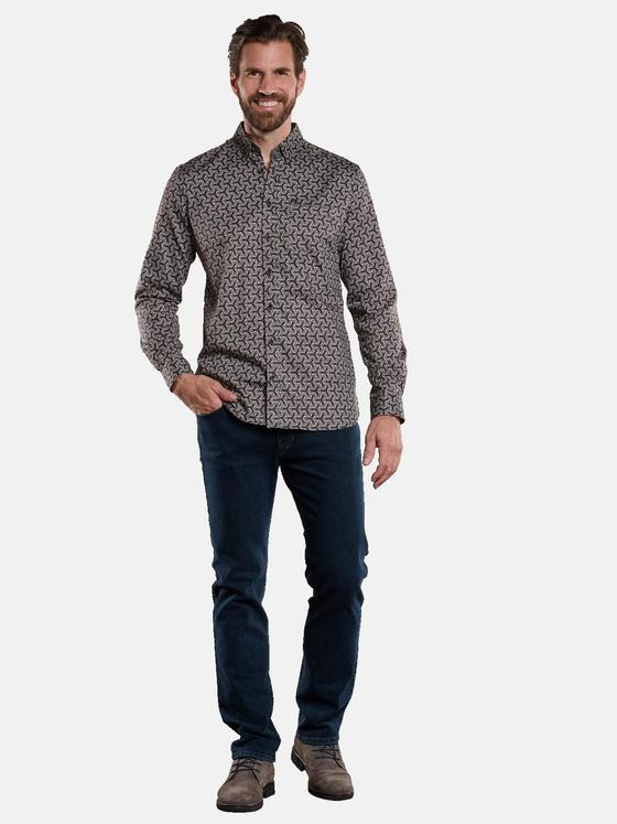 engbers Herren Langarm-Hemd gemustert Grau 34157