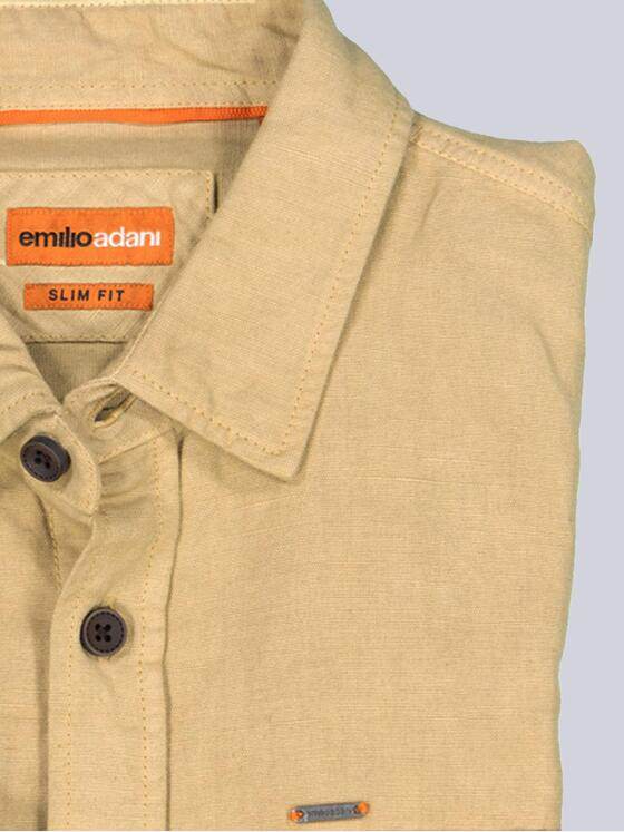 emilio adani Herren Langarm-Hemd slim fit Gelb 38640