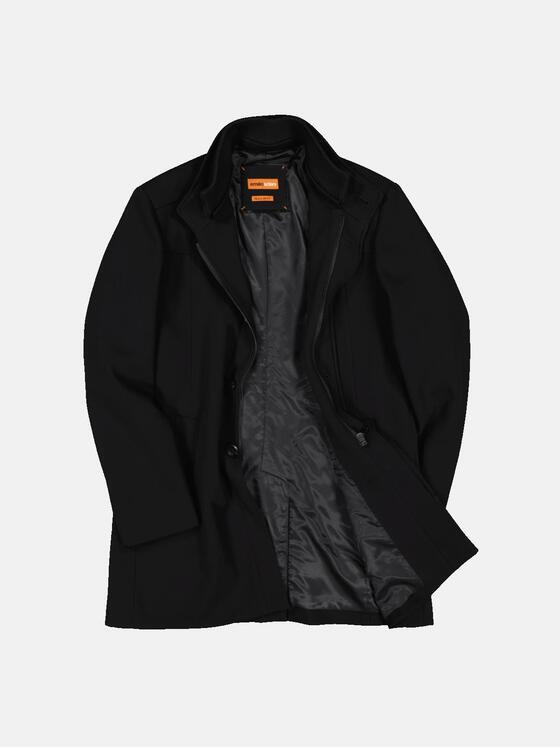 emilio adani Herren Mantel mit abnehmbaren Kragen Schwarz 33580