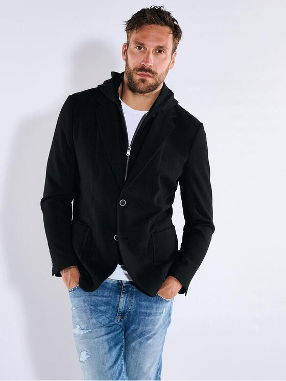 emilio adani Herren Freizeit-Sakko slim fit Schwarz 36377