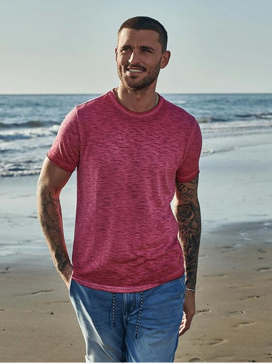 emilio adani Herren T-Shirt gestreift Violett 33024