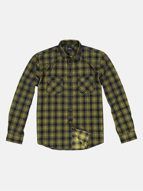 engbers Herren Langarm-Hemd kariert Safrangelb 33368