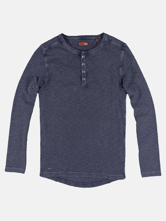 emilio adani Herren Modisches Henleyshirt mit besonderer Struktur Blau 31047