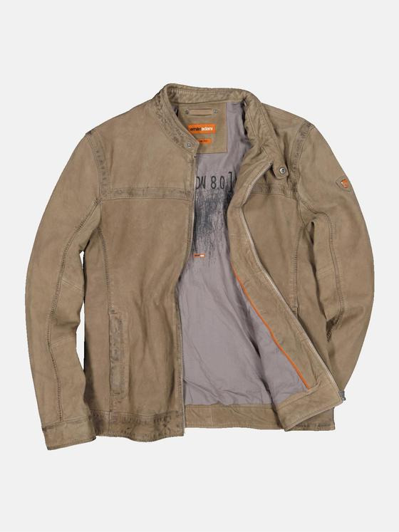 emilio adani Herren Lederjacke aus Nubukleder Beige 32974