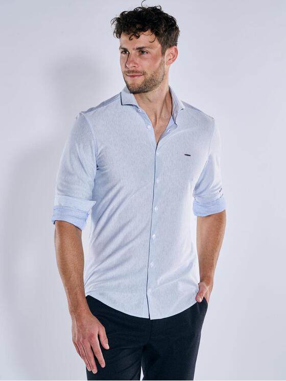 emilio adani Herren Langarm-Hemd gestreift Blau 39258