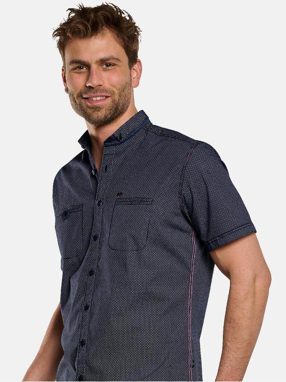 engbers Herren Kurzarm-Hemd mit Minimalprint Marineblau 33095