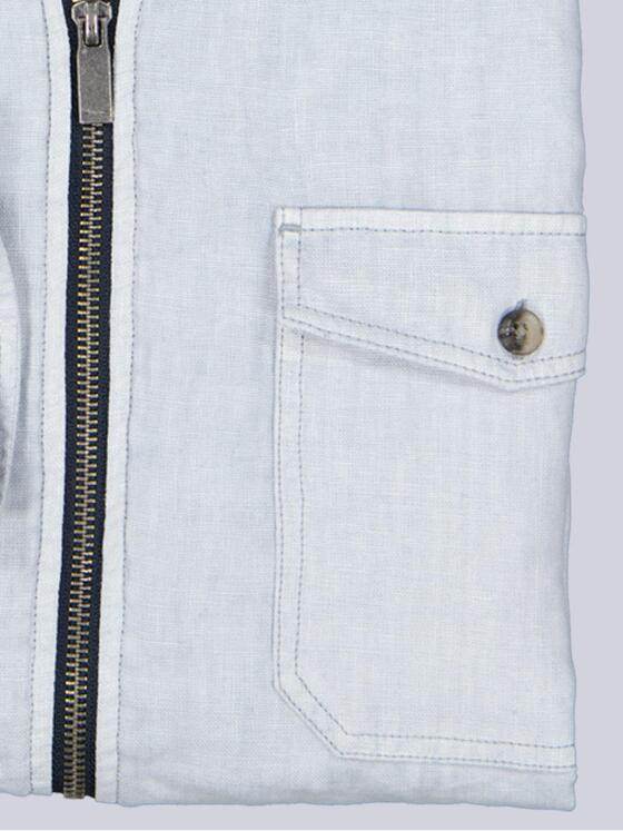 engbers Herren Leinen Overshirt mit Zipper Hellblau 40211